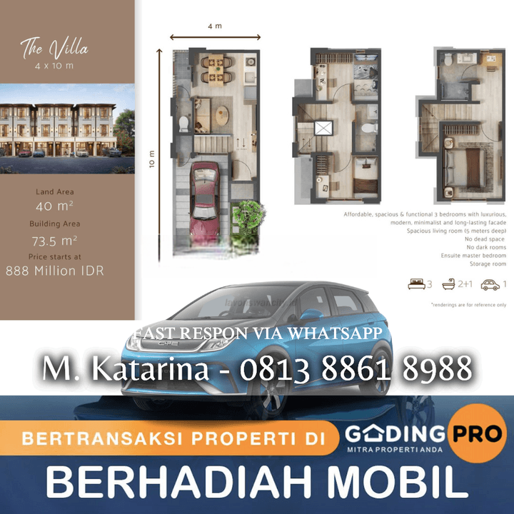 Net Yah 3 Lantai 20 Juta Murah di Lavon 3 Dkt Suvarna Sutera Asri