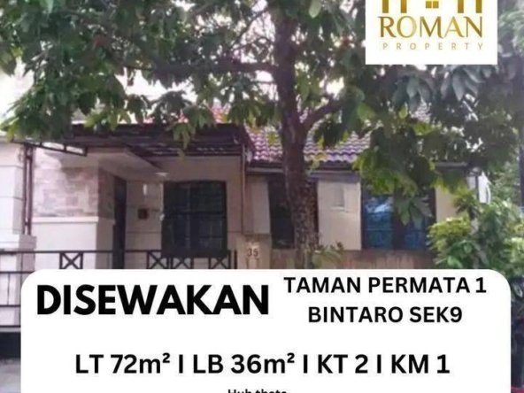 Disewakan rumah Minimalis Semi Furnished Di Taman Permata Bintaro
